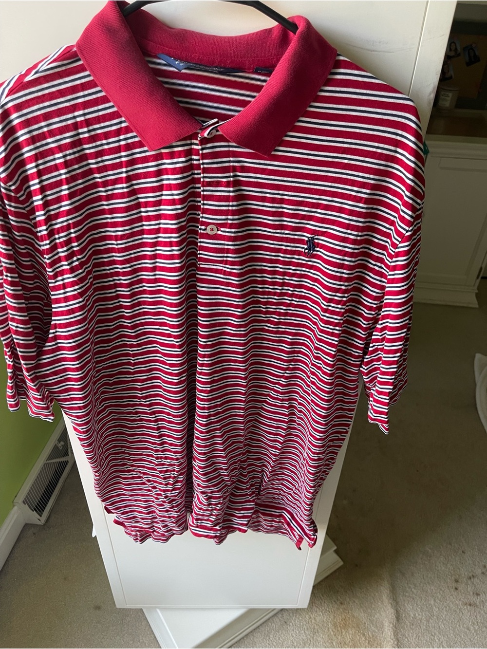 Men's Red Striped Polo Shirt